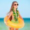 6 Pieces Hawaiian Leis Necklace Bulk Garlands Tropical Artificial Flowers Leaf Leis Luau Party Decorations for Beach Themed Party Supplies